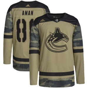 Vancouver Canucks Nils Aman Official Camo Adidas Authentic Youth Military Appreciation Practice NHL Hockey Jersey