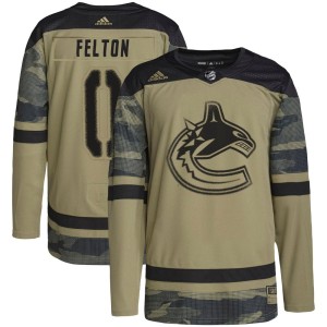 Vancouver Canucks Christian Felton Official Camo Adidas Authentic Youth Military Appreciation Practice NHL Hockey Jersey