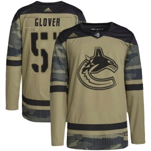 Vancouver Canucks Ty Glover Official Camo Adidas Authentic Youth Military Appreciation Practice NHL Hockey Jersey