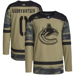 Vancouver Canucks Kirill Kudryavtsev Official Camo Adidas Authentic Youth Military Appreciation Practice NHL Hockey Jersey