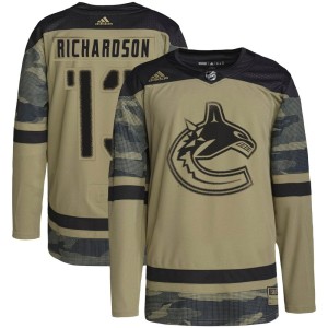 Vancouver Canucks Brad Richardson Official Camo Adidas Authentic Youth Military Appreciation Practice NHL Hockey Jersey