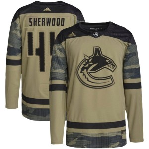 Vancouver Canucks Kiefer Sherwood Official Camo Adidas Authentic Youth Military Appreciation Practice NHL Hockey Jersey