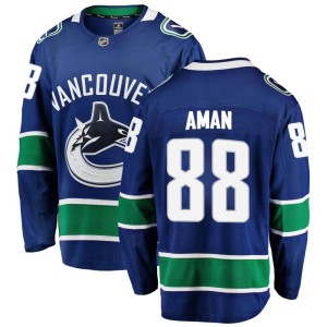 Vancouver Canucks Nils Aman Official Blue Fanatics Branded Breakaway Adult Home NHL Hockey Jersey