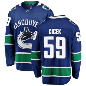 Vancouver Canucks Nick Cicek Official Blue Fanatics Branded Breakaway Adult Home NHL Hockey Jersey