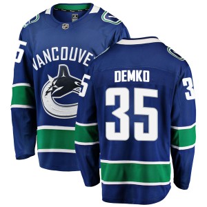 Vancouver Canucks Thatcher Demko Official Blue Fanatics Branded Breakaway Adult Home NHL Hockey Jersey