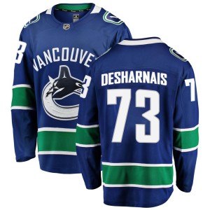 Vancouver Canucks Vincent Desharnais Official Blue Fanatics Branded Breakaway Adult Home NHL Hockey Jersey