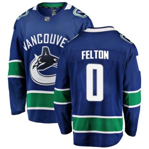 Vancouver Canucks Christian Felton Official Blue Fanatics Branded Breakaway Adult Home NHL Hockey Jersey