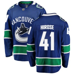 Vancouver Canucks Akito Hirose Official Blue Fanatics Branded Breakaway Adult Home NHL Hockey Jersey