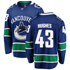 Vancouver Canucks Quinn Hughes Official Blue Fanatics Branded Breakaway Adult Home NHL Hockey Jersey