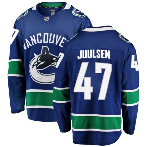 Vancouver Canucks Noah Juulsen Official Blue Fanatics Branded Breakaway Adult Home NHL Hockey Jersey