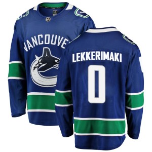 Vancouver Canucks Jonathan Lekkerimaki Official Blue Fanatics Branded Breakaway Adult Home NHL Hockey Jersey