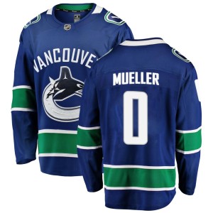 Vancouver Canucks Ty Mueller Official Blue Fanatics Branded Breakaway Adult Home NHL Hockey Jersey