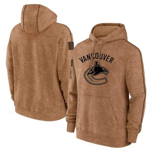 Vancouver Canucks Official Brown Adult 2023 Salute to Service Club Pullover Hoodie