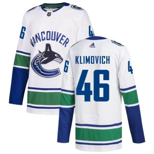 Vancouver Canucks Danila Klimovich Official White Adidas Authentic Adult Away NHL Hockey Jersey