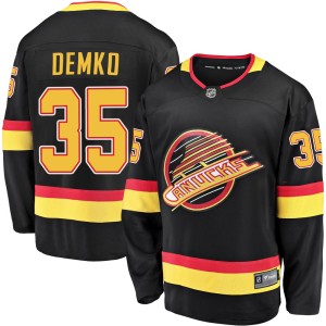 Vancouver Canucks Thatcher Demko Official Black Fanatics Branded Premier Adult Breakaway 2019/20 Flying Skate NHL Hockey Jersey