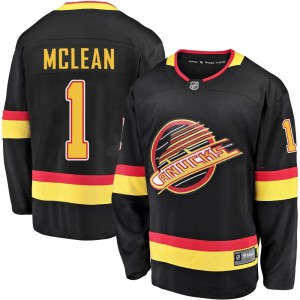 Vancouver Canucks Kirk Mclean Official Black Fanatics Branded Premier Adult Breakaway 2019/20 Flying Skate NHL Hockey Jersey