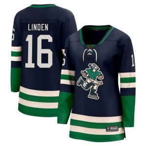 Vancouver Canucks Trevor Linden Official Navy Fanatics Branded Breakaway Women's Special Edition 2.0 NHL Hockey Jersey