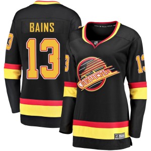 Vancouver Canucks Arshdeep Bains Official Black Fanatics Branded Premier Women's Breakaway 2019/20 Flying Skate NHL Hockey Jersey