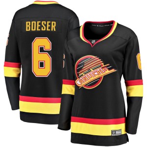 Vancouver Canucks Brock Boeser Official Black Fanatics Branded Premier Women's Breakaway 2019/20 Flying Skate NHL Hockey Jersey