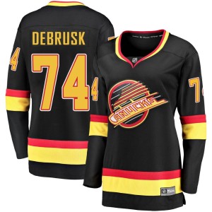 Vancouver Canucks Jake DeBrusk Official Black Fanatics Branded Premier Women's Breakaway 2019/20 Flying Skate NHL Hockey Jersey