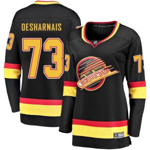 Vancouver Canucks Vincent Desharnais Official Black Fanatics Branded Premier Women's Breakaway 2019/20 Flying Skate NHL Hockey Jersey