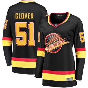 Vancouver Canucks Ty Glover Official Black Fanatics Branded Premier Women's Breakaway 2019/20 Flying Skate NHL Hockey Jersey