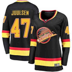 Vancouver Canucks Noah Juulsen Official Black Fanatics Branded Premier Women's Breakaway 2019/20 Flying Skate NHL Hockey Jersey