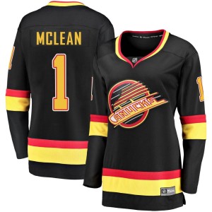 Vancouver Canucks Kirk Mclean Official Black Fanatics Branded Premier Women's Breakaway 2019/20 Flying Skate NHL Hockey Jersey