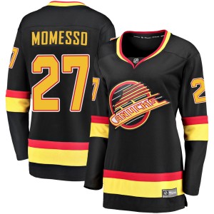 Vancouver Canucks Sergio Momesso Official Black Fanatics Branded Premier Women's Breakaway 2019/20 Flying Skate NHL Hockey Jersey