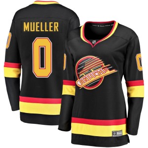 Vancouver Canucks Ty Mueller Official Black Fanatics Branded Premier Women's Breakaway 2019/20 Flying Skate NHL Hockey Jersey