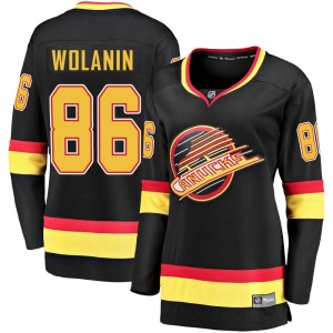 Vancouver Canucks Christian Wolanin Official Black Fanatics Branded Premier Women's Breakaway 2019/20 Flying Skate NHL Hockey Jersey