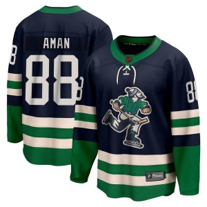 Vancouver Canucks Nils Aman Official Navy Fanatics Branded Breakaway Youth Special Edition 2.0 NHL Hockey Jersey