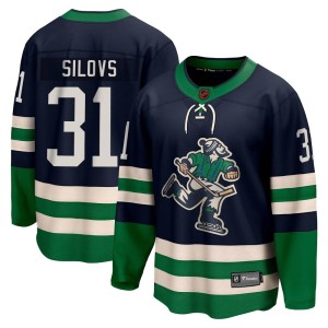 Vancouver Canucks Arturs Silovs Official Navy Fanatics Branded Breakaway Youth Special Edition 2.0 NHL Hockey Jersey