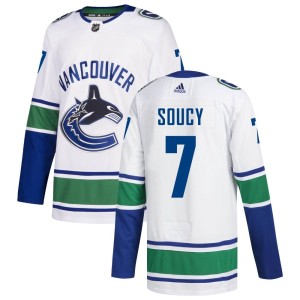 Vancouver Canucks Carson Soucy Official White Adidas Authentic Youth zied Away NHL Hockey Jersey