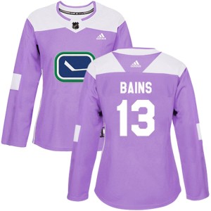 Vancouver Canucks Arshdeep Bains Official Purple Adidas Authentic Women's Fights Cancer Practice NHL Hockey Jersey