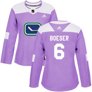 Vancouver Canucks Brock Boeser Official Purple Adidas Authentic Women's Fights Cancer Practice NHL Hockey Jersey