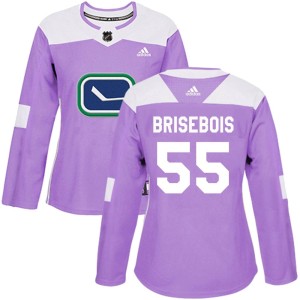 Vancouver Canucks Guillaume Brisebois Official Purple Adidas Authentic Women's Fights Cancer Practice NHL Hockey Jersey