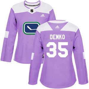 Vancouver Canucks Thatcher Demko Official Purple Adidas Authentic Women's Fights Cancer Practice NHL Hockey Jersey