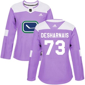 Vancouver Canucks Vincent Desharnais Official Purple Adidas Authentic Women's Fights Cancer Practice NHL Hockey Jersey