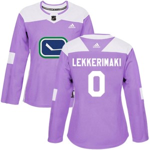 Vancouver Canucks Jonathan Lekkerimaki Official Purple Adidas Authentic Women's Fights Cancer Practice NHL Hockey Jersey