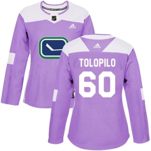 Vancouver Canucks Nikita Tolopilo Official Purple Adidas Authentic Women's Fights Cancer Practice NHL Hockey Jersey