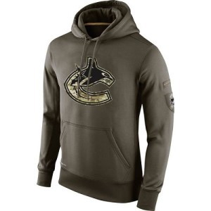 Vancouver Canucks Official Olive Nike Adult Salute To Service KO Performance Hoodie